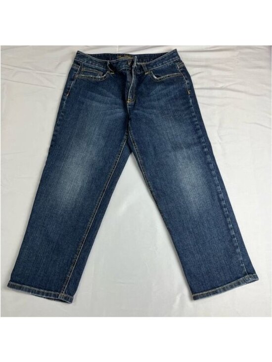 Ann Taylor Denim - Ann Taylor Modern Fit Lindsay Waist Crop Size 8 Distressed Dark Wash